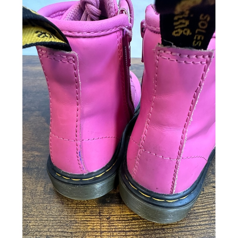 Dr Martens Delaney Hot Pink Leather Kids Boots Side Zip US 9 Toddler 31285 - Picture 10 of 16